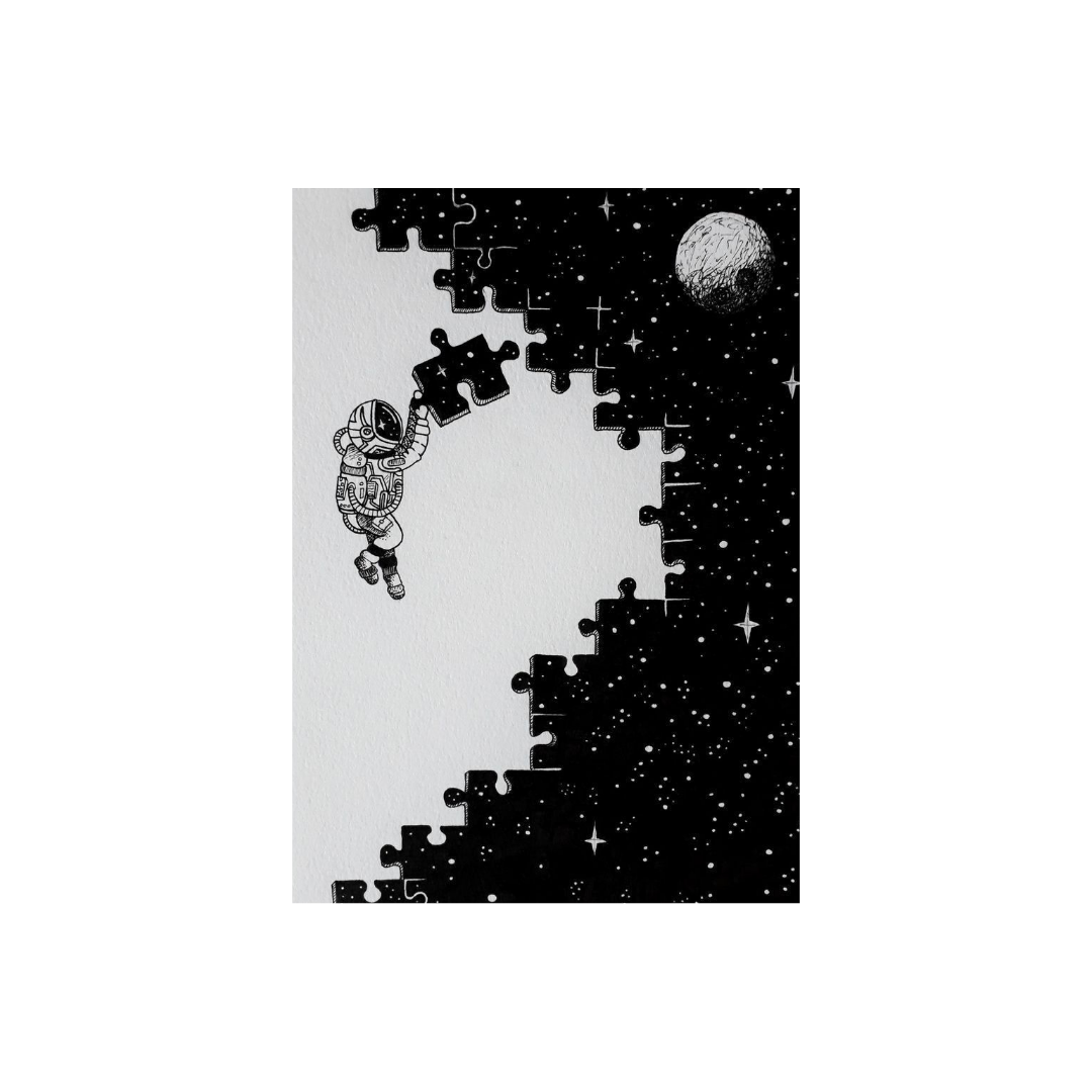 تابلو فضانورد و تکههای پازل کیهانی