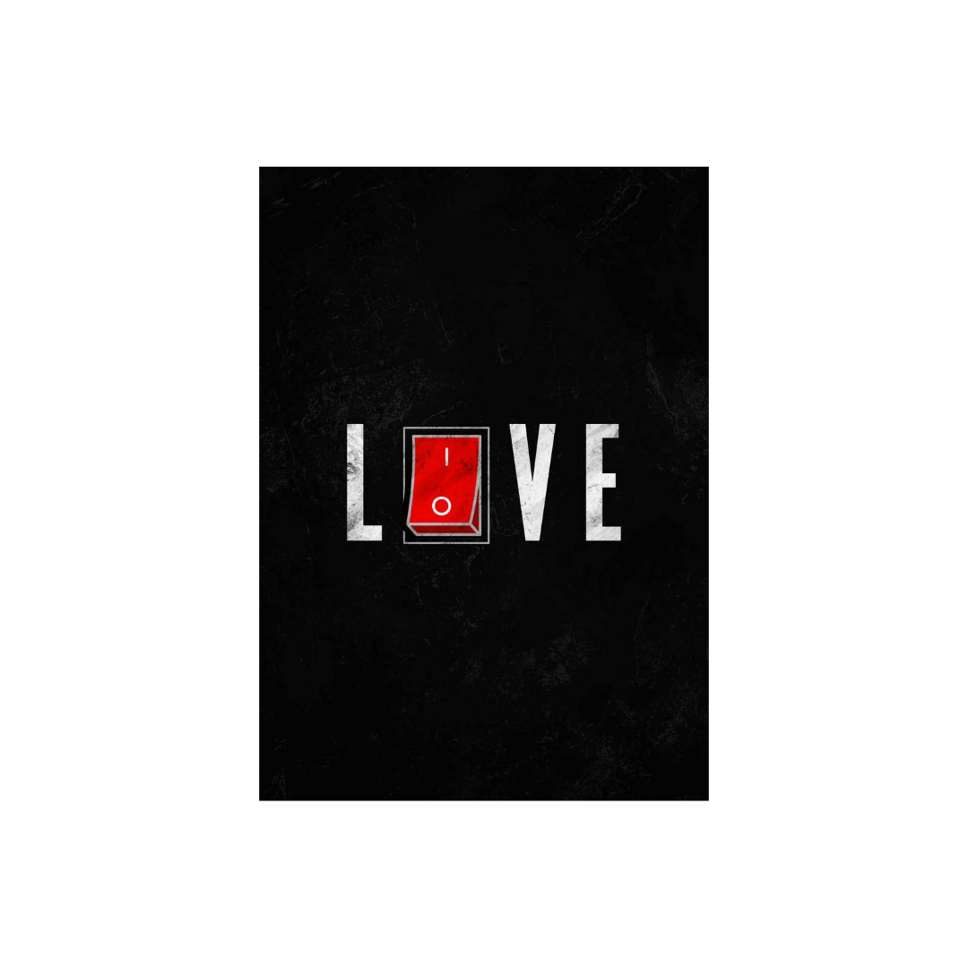 تابلو مینیمال LOVE با کلید پاور قرمز